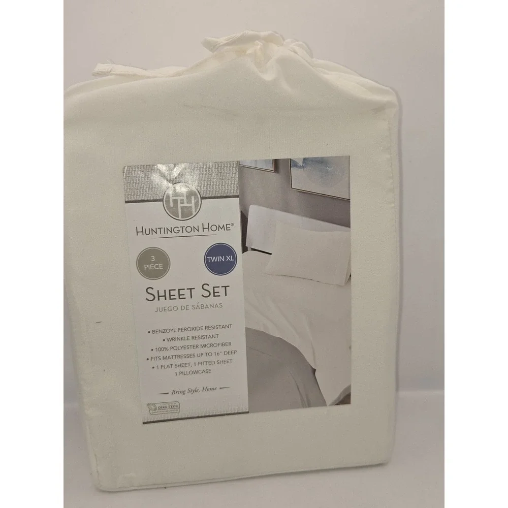 New Huntington Home White Twin 3 Piece Sheets